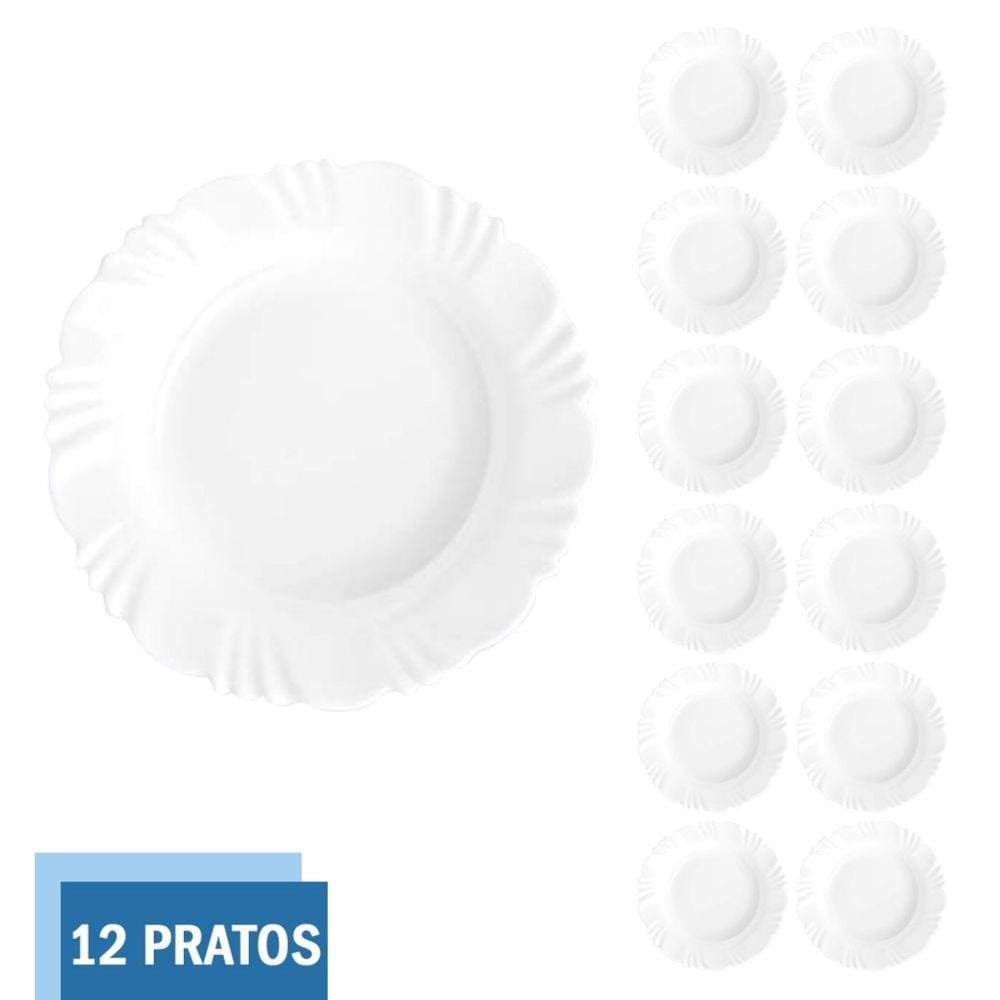 Prato Temperado 23cm Fundo Pétala Refeição Duralex - 12 Unid