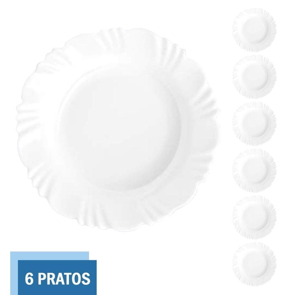 Prato Temperado 23cm Fundo Pétala Refeição Duralex - 6 Unid