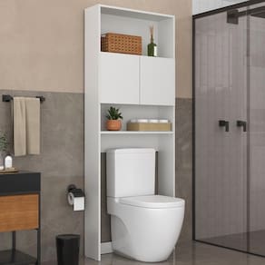 Armário Banheiro p/ Vaso Sanitário 2 Portas Nina Multimóveis Branco