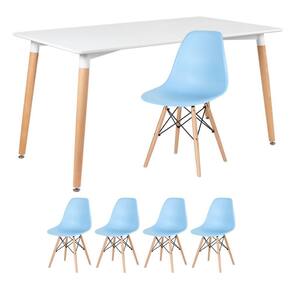 KIT - Mesa de jantar retangular Eames 80 x 140 cm branco + 4 cadeiras Eiffel DSW