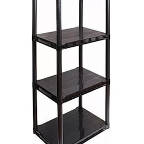 Estante Plástica Modular Preta 4 Prateleiras 38X53X122 Cm