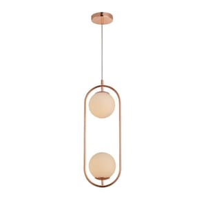 Pendente Pérola Arco Duo Cobre Brilho Avant 2 Lâmpadas G45