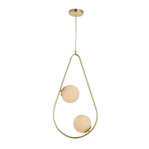 Pendente Pérola Gota Duo Ouro Brilho Avant 2 Lâmpadas G45