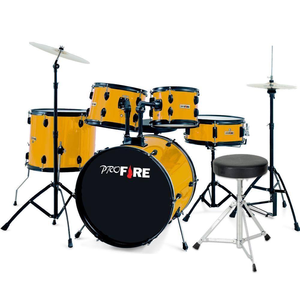 Bateria Spankig Pro Fire Amarela Completa Bumbo 20