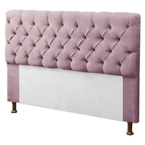 Cabeceira Sofia 140 cm Cama Box Casal Quarto Estofado Decoração Montanaris Decor Suede Rosê