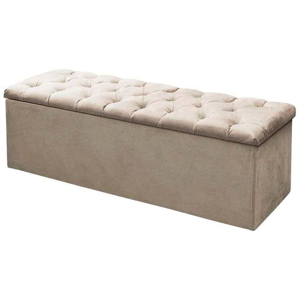 Recamier Baú Sofia 160 cm Cama Box Queen Quarto Decoração Montanaris Decor Bege