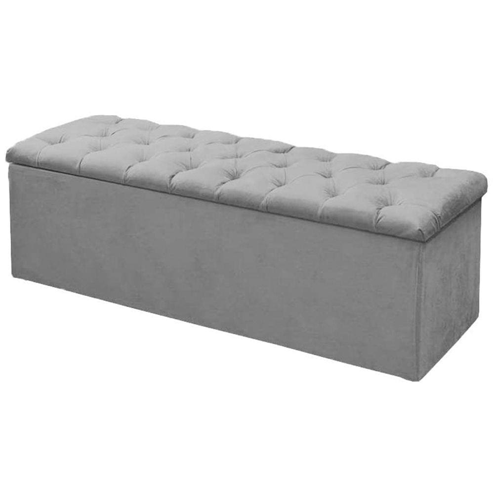 Recamier Baú Sofia 140 cm Cama Box Casal Quarto Decoração Montanaris Decor Cinza Escuro