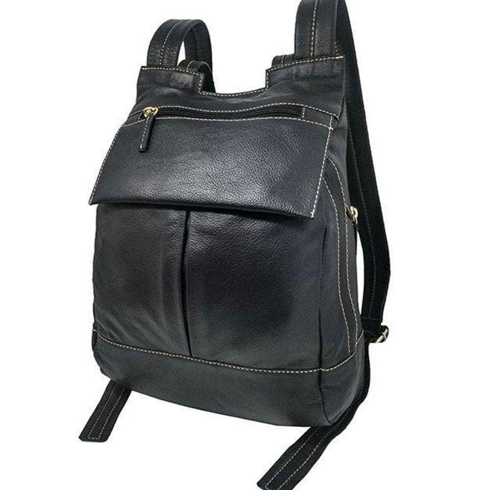 Mochila Bolsa Feminina Feita De Couro Leve Espaçosa Preto