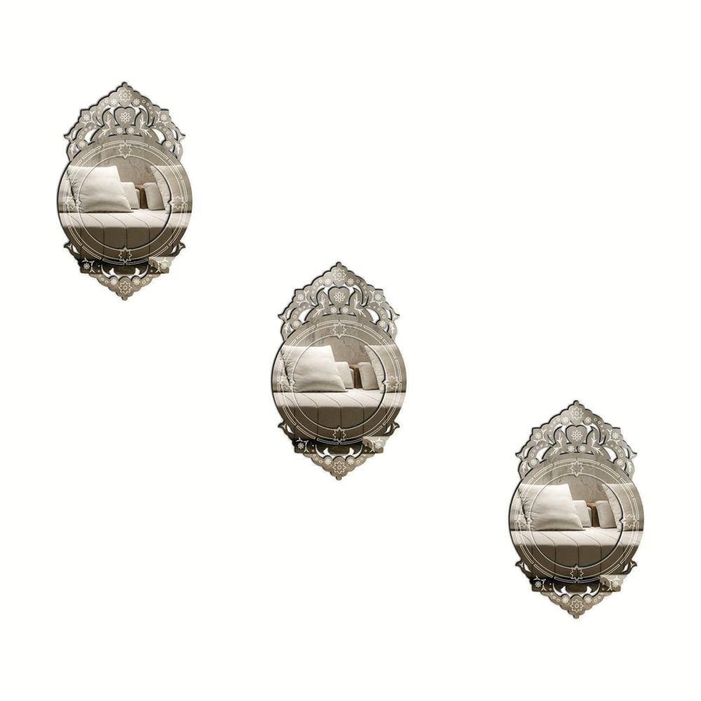 Kit 3 Espelhos Decorativos Venezianos  Pegui 32X19 3887