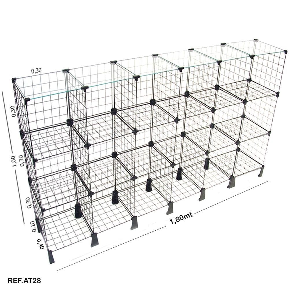 Balcão Aramado com Tampo de Vidro - 1,80 x 1,00 x 0,40