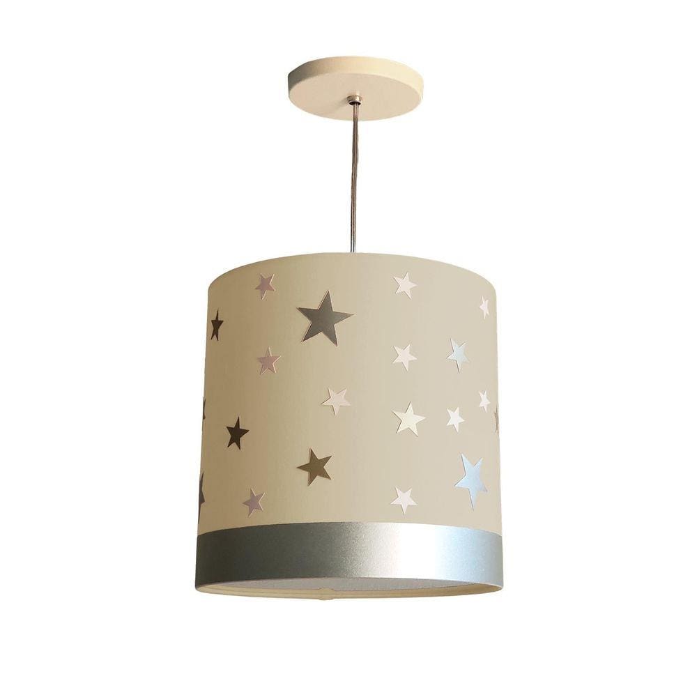 Luminária Pendente Infantil Estrelas Crú 25X25 1E27