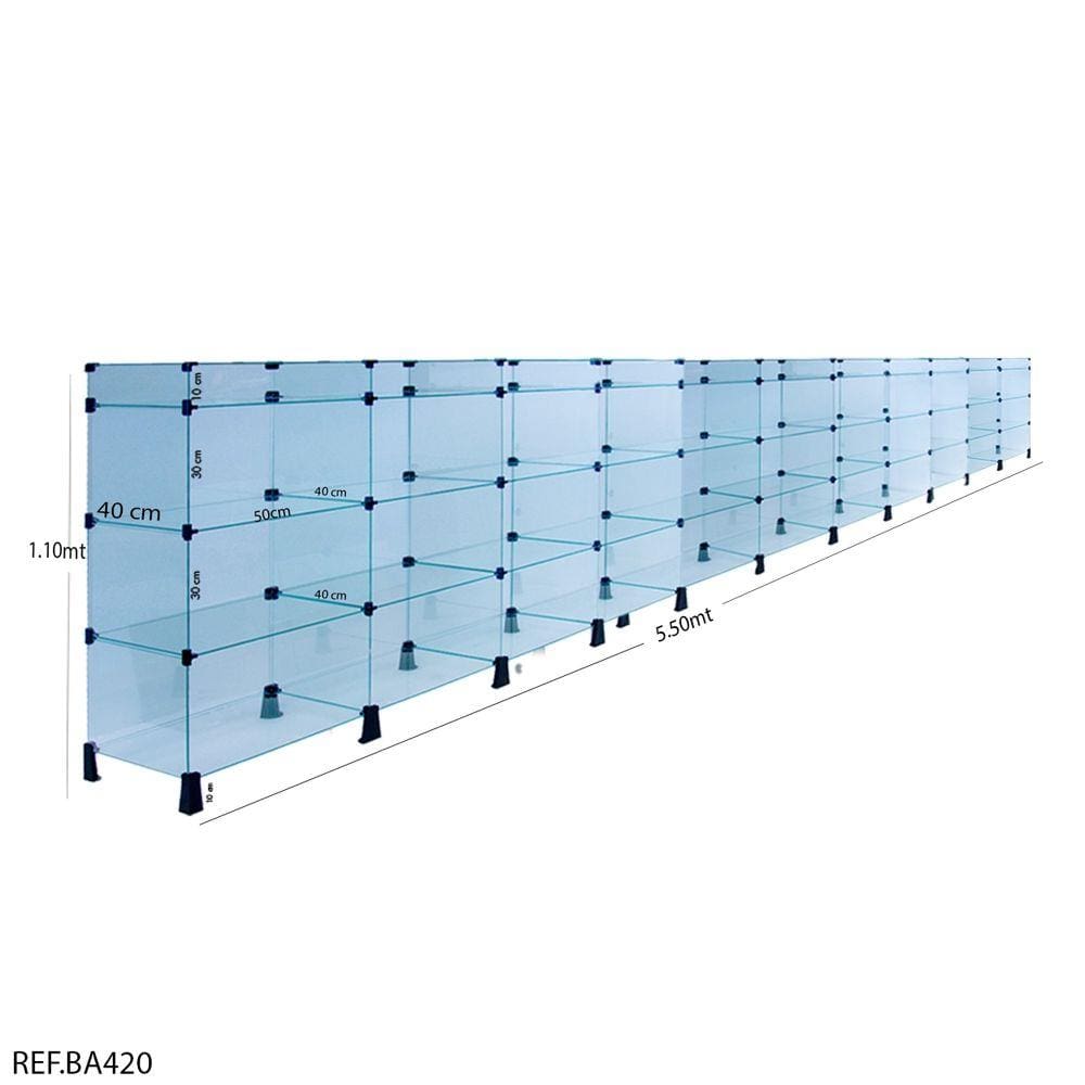 Balcão de vidro + porta bijuterias - 5,50 x 1,10 x 0,40