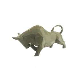 Touro Bull Wall Street Geométrico 3D Low Poly Dourado