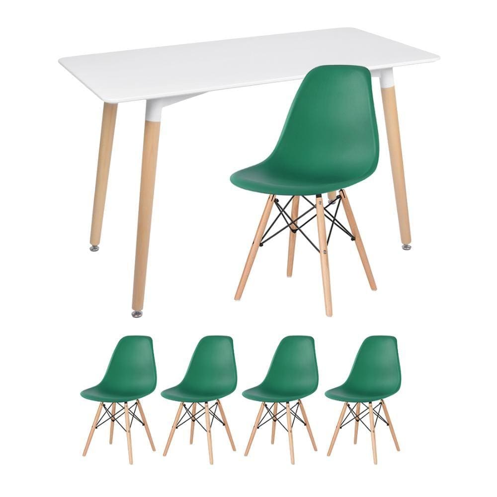 KIT - Mesa retangular Eames 60 x 120 cm branco + 4 cadeiras Eiffel DSW