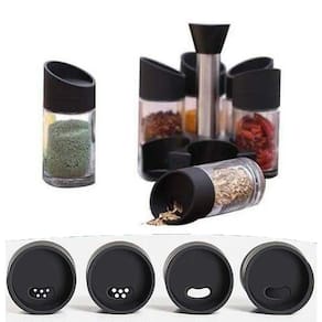 Porta Condimentos Temperos 6 Peças Cozinha Suporte Giratorio Para Casa Restaurantes