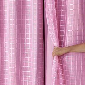 Cortina Voil Xadrez Com Forro Blackout 2,00 x 1,70 Rosa
