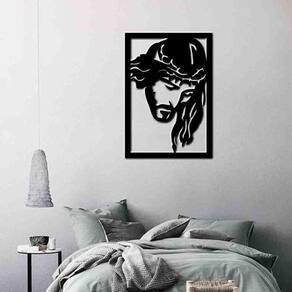 Quadro Decorativo Jesus Cristo 3Mm Vazado Preto - Mdf