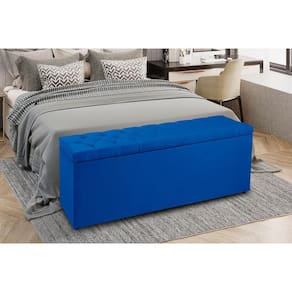 Recamier Baú 1,95m Madrid Suede Azul Marinho Dal Poz Estofados