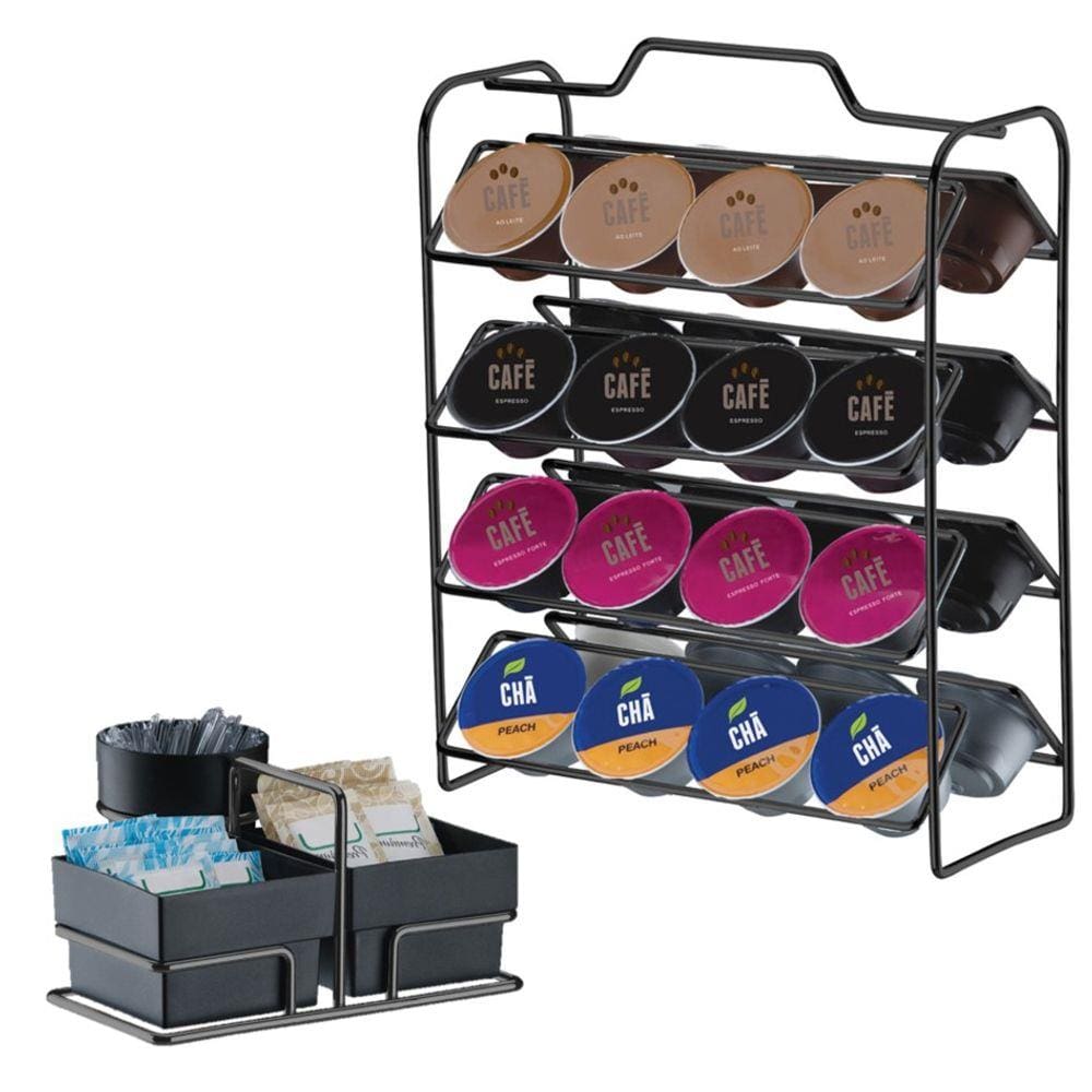 Kit Suporte 32 Cápsulas Dolce Gusto + Porta Sachês Onix Preto - 1145OX Future