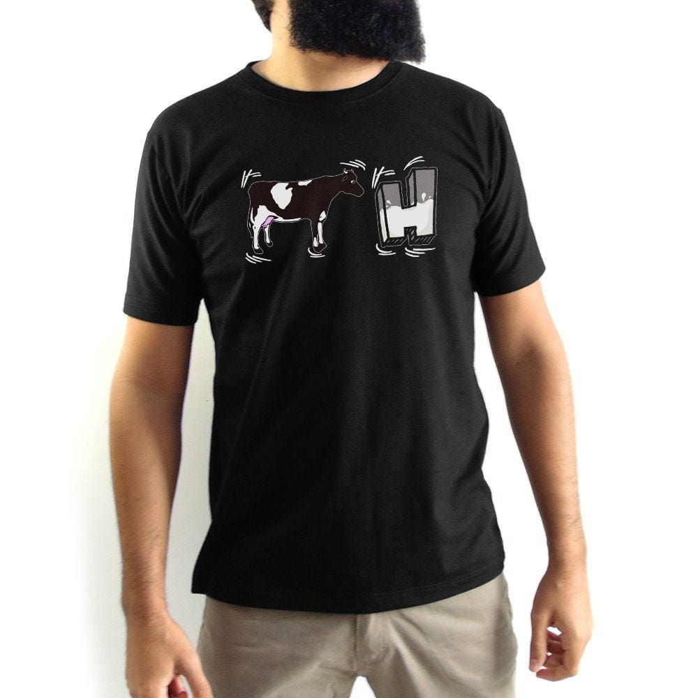 Camiseta Masculina Vaca H Preta