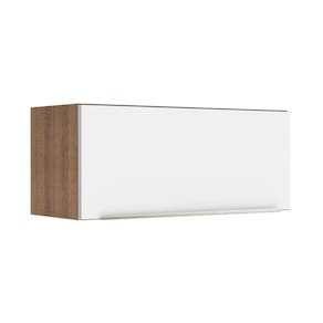 Armário Aéreo Madesa Lux 80 cm 1 Porta Basculante - Rustic/Branco Veludo