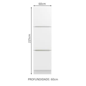 Paneleiro Madesa Lux 60 cm 3 Portas - Branco/Branco Veludo