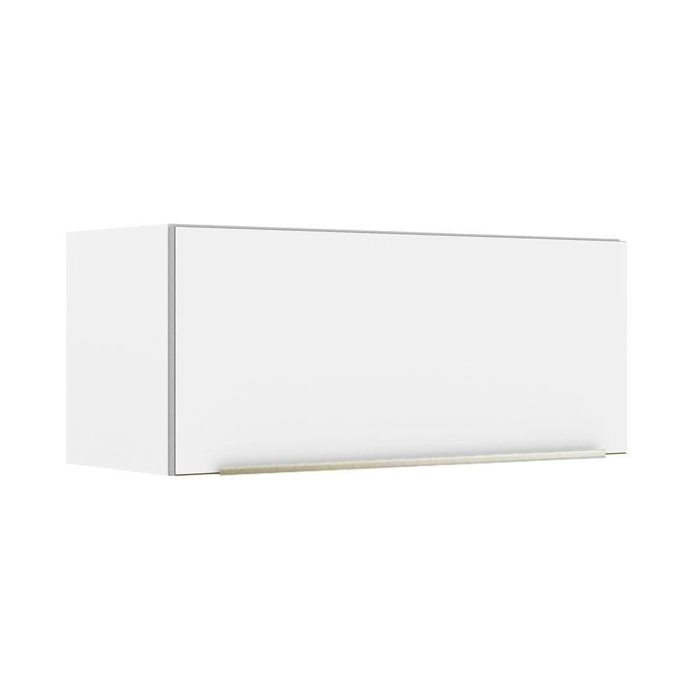 Armário Aéreo Madesa Lux 80 cm 1 Porta Basculante - Branco/Branco Veludo
