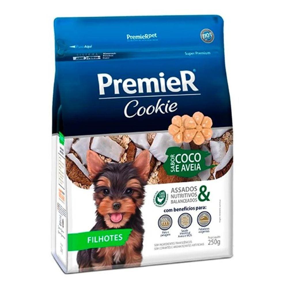 Biscoito Premier Cookies Cães Filhotes Coco E Aveia