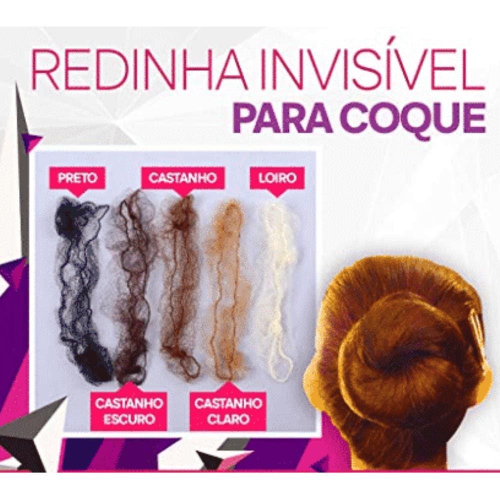 KIT Redinha Invisível P/ Coque - 100 Unid Cor Castanho Claro