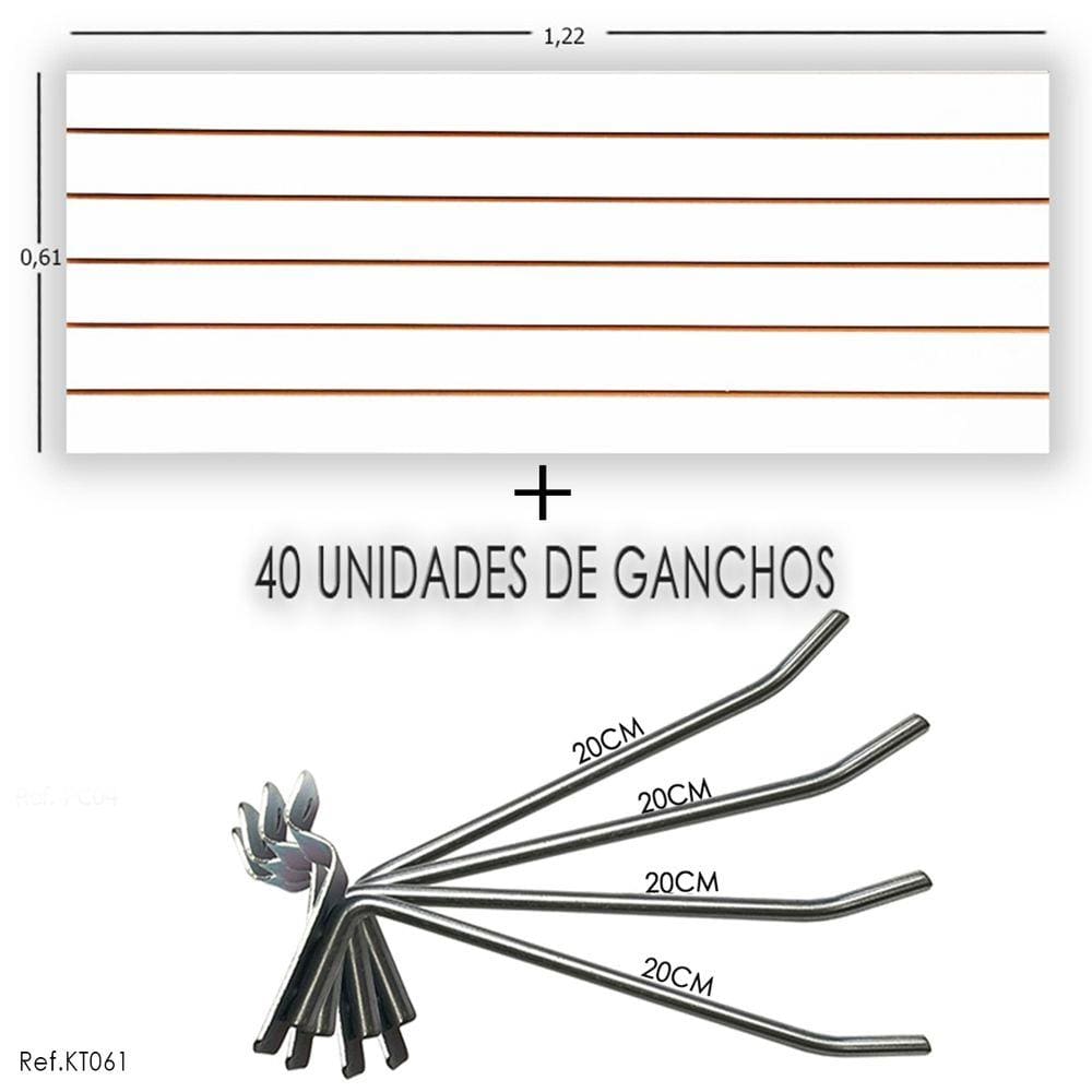 Painel Canaletado - 1,22 x 0,61 + 40 Gancho 20cm