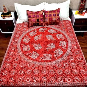 Colcha Indiana Casal Mandala Laranja Cobre Leito Painel