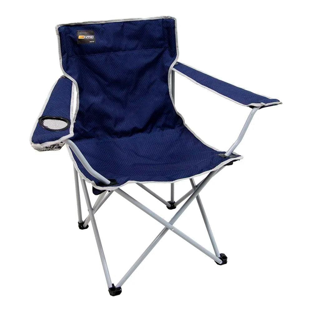 Cadeira Dobrável em Aço NTK Alvorada Azul Camping e Pesca