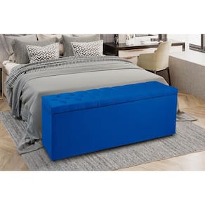 Recamier Baú 0,90m Madrid Suede Azul Marinho Dal Poz Estofados