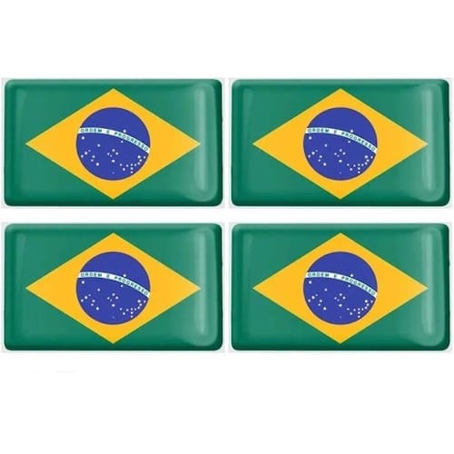 Kit 4 Emblemas Adesivo Bandeira Brasil Resinado Carro