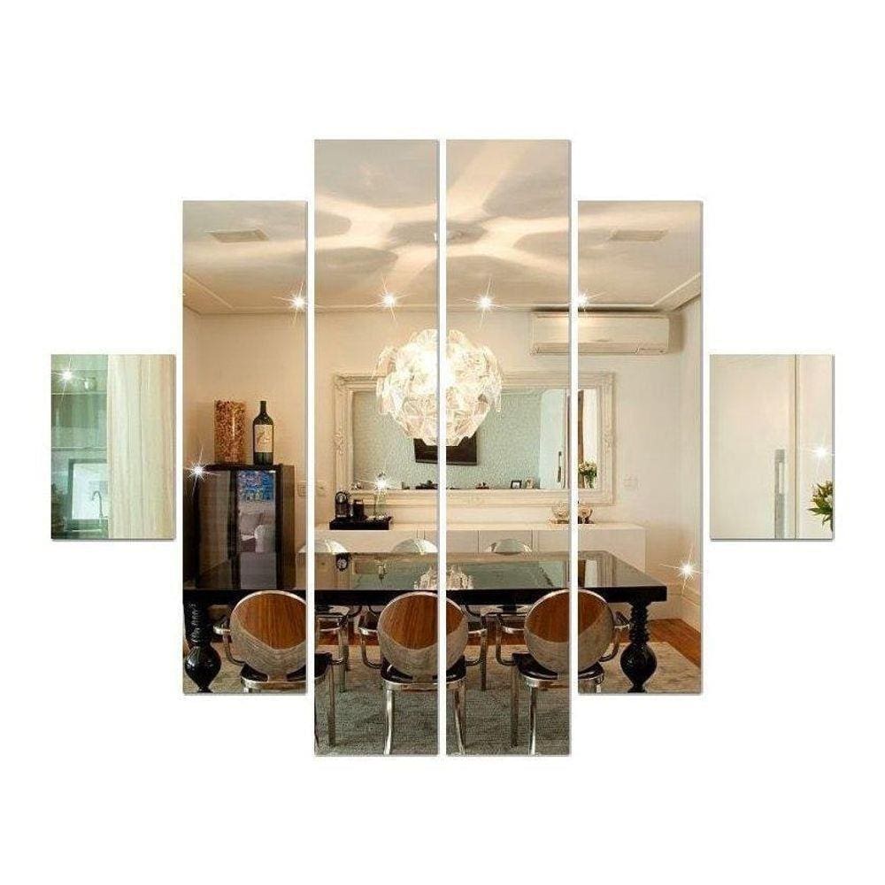 Kit 6 Espelhos Retângulo Decorativo Em Acrílico