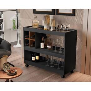 Aparador Com Adega Sala Bar Jb 4050 Luxo Preto/Caramelo Comprar Móveis Em Casa