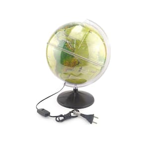 Globo Terrestre Iluminado 30cm Profissional Decorativo 3 em 1 Político Físico e Histórico Com Luz Led Base Preta