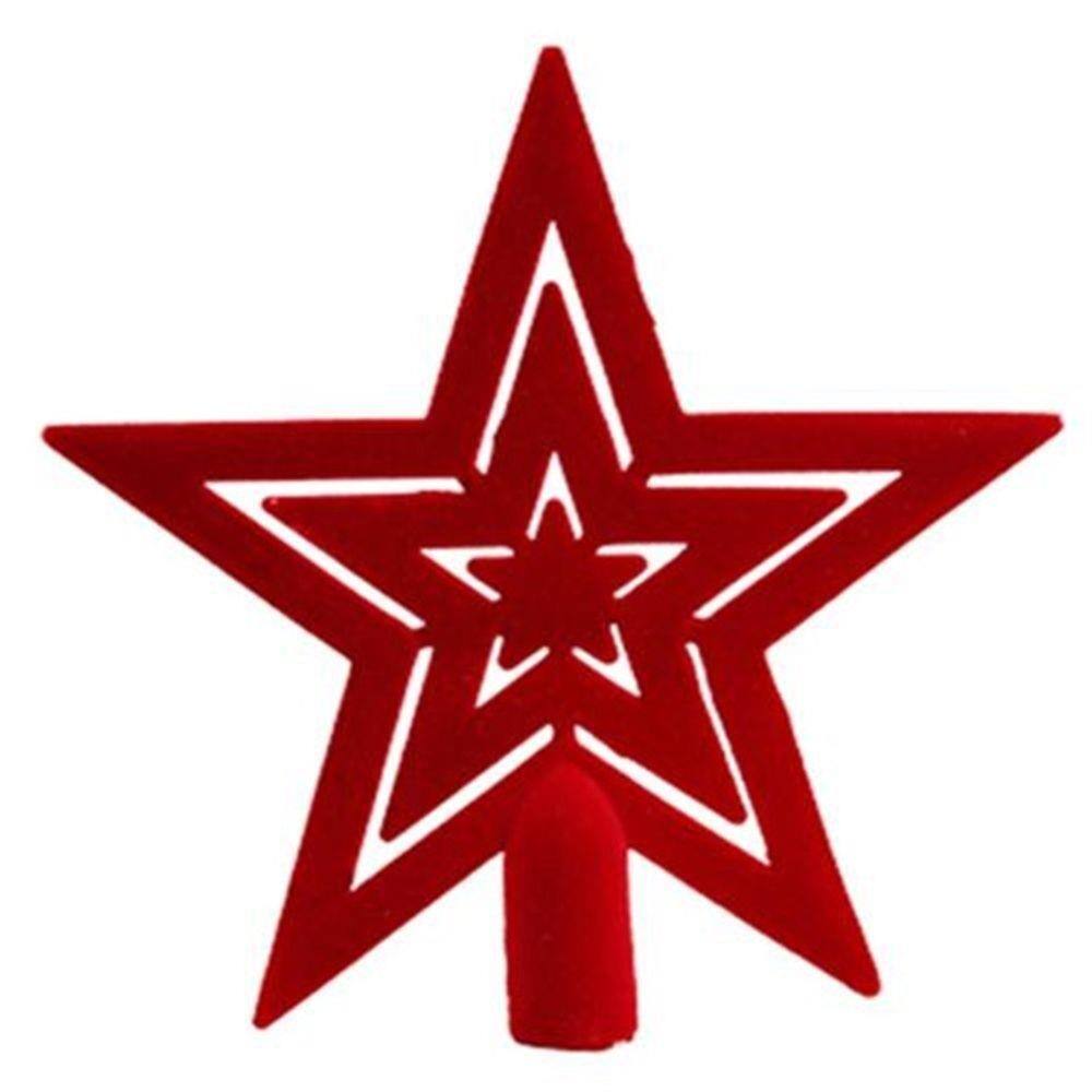 Estrela Ponteira para Árvore de Natal Vermelha Camurça 20cm