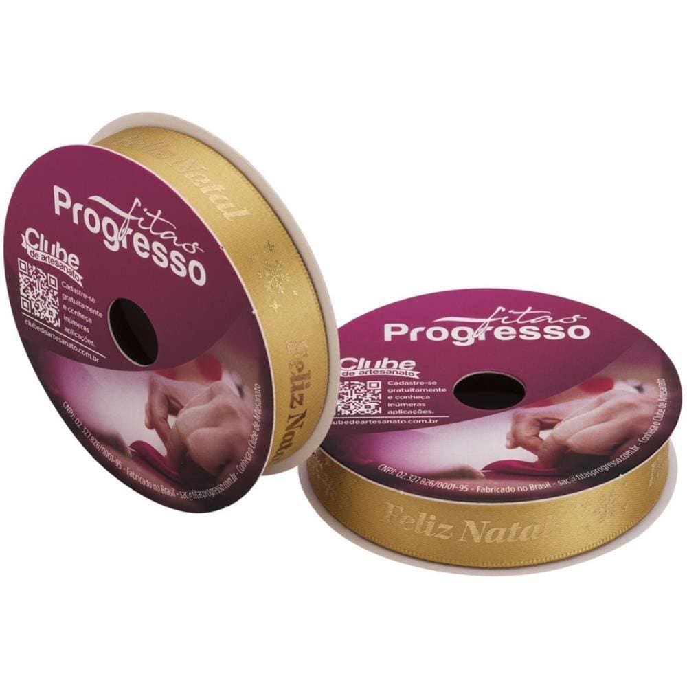 Fita de Cetim Decorada Natalino 10mX15mm Fitas Progresso