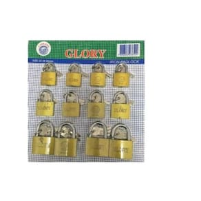 12 Peças Cadeado Pequeno 32/38 E 50Mm Cartela Cadeado Glory