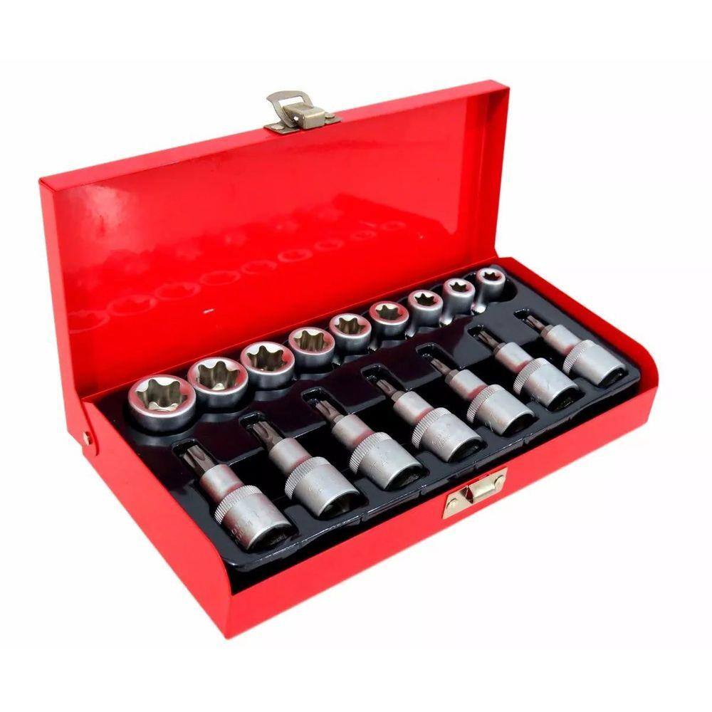 Jogo Kit Soquetes Ponta Torx 16 Peças Eda