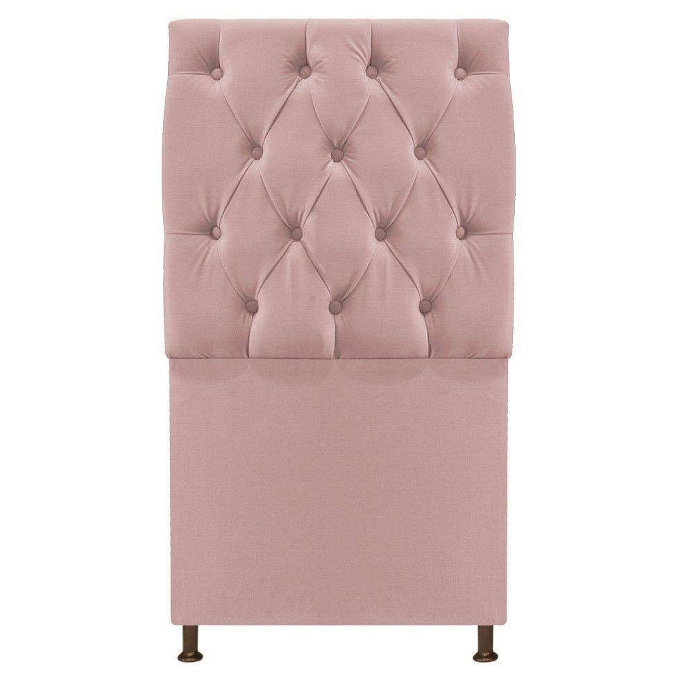 Cabeceira Sofia 90 Cm Solteiro Suede Rosê - Doce Sonho Móveis