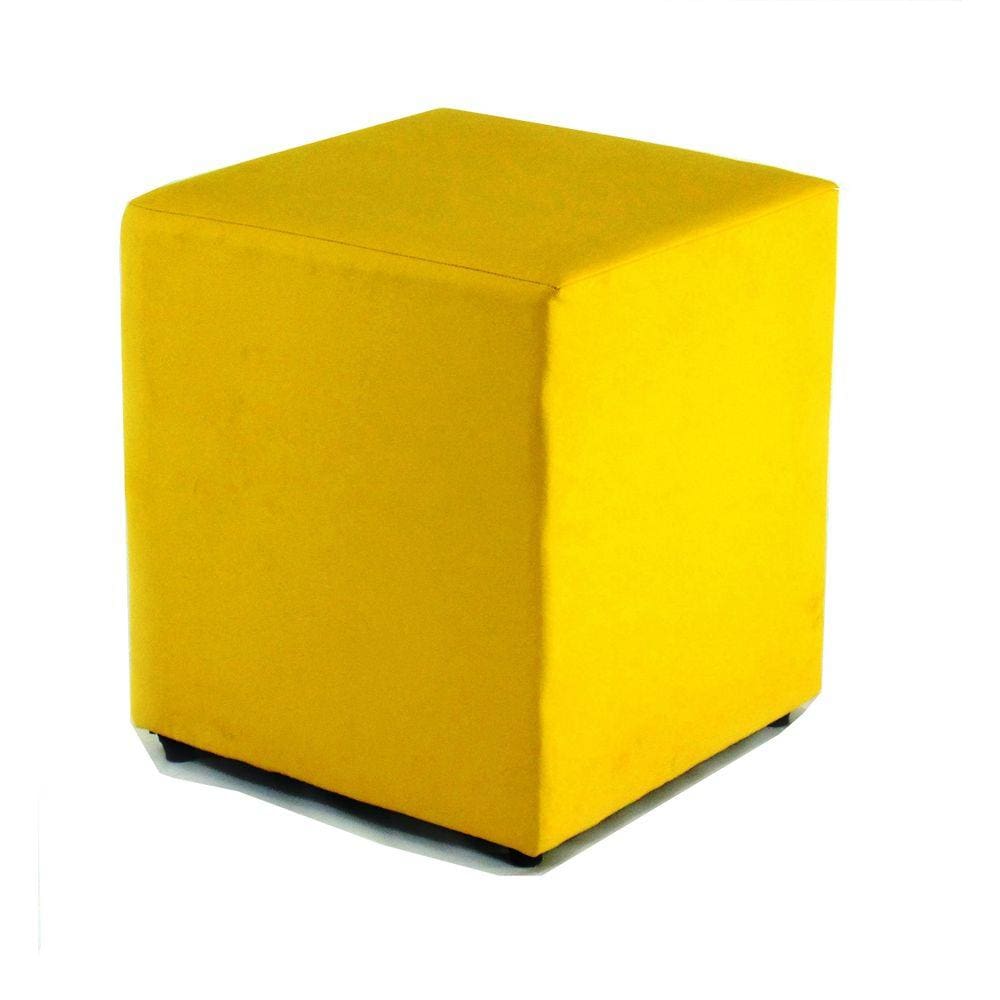 Puff Quadrado Courino Amarelo