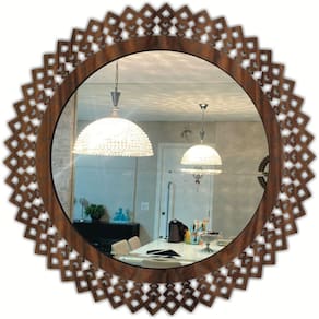 Espelho Decorativo Madeira Pegui Jasper - 45 Cm