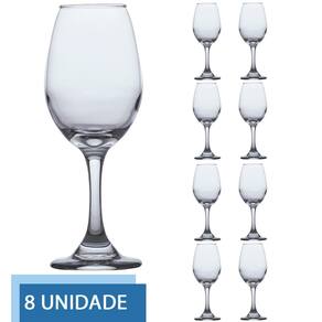 Conjunto 8 Taças de Vidro 318ml VINHO TINTO ÁGUA Cristal