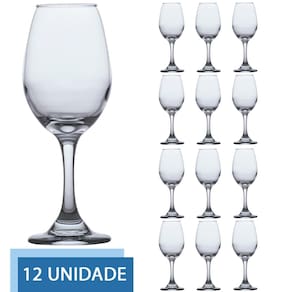 Conjunto 12 Taças de Vidro 318ml VINHO TINTO ÁGUA Cristal