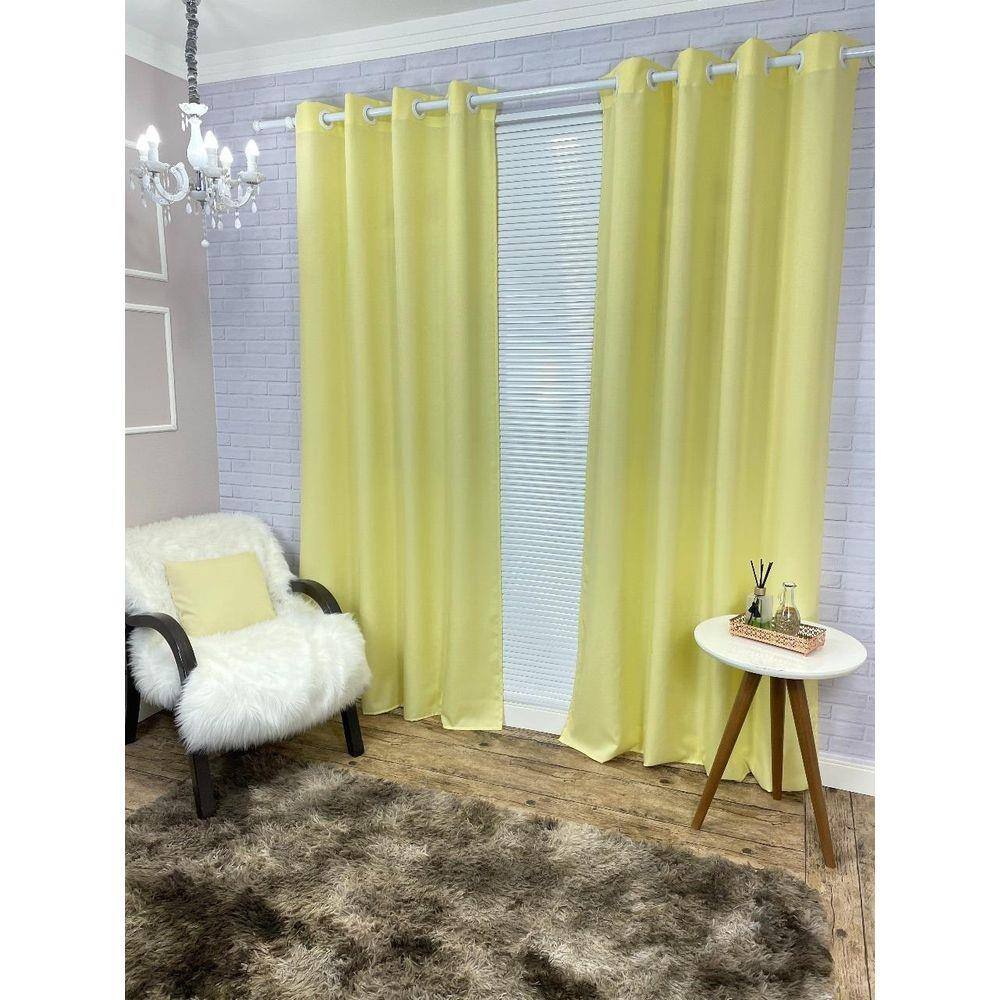 Cortina Roma Oxford Amarelo-Bebê Sala/Quarto 300X250