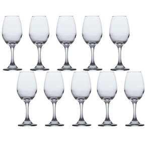 10 Taças de Vidro Resistente Vinho Tinto e Agua 318ml Luxo