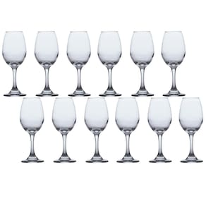 12 Taças de Vidro Resistente Vinho Tinto e Agua 318ml Luxo
