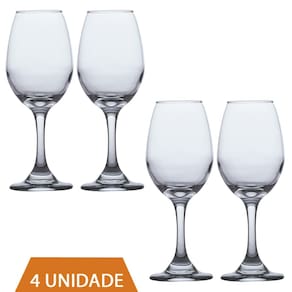 Conjunto Taças de Vidro 318ml Agua e vinho Tinto Luxo 4 Un